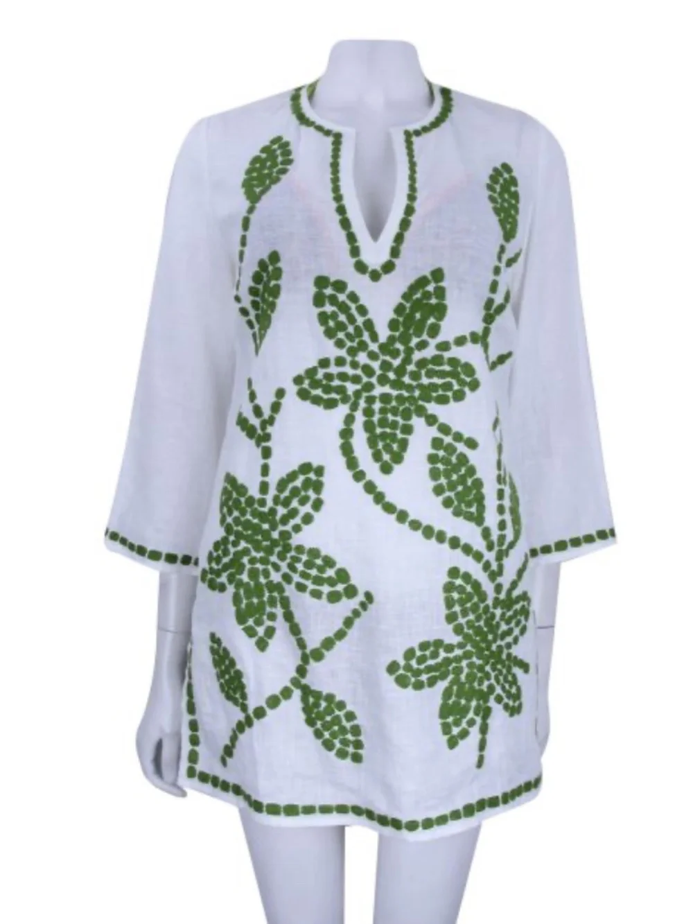 Tory Burch Wisteria Embroidered Linen Tunic Swim Coverup Size Large
